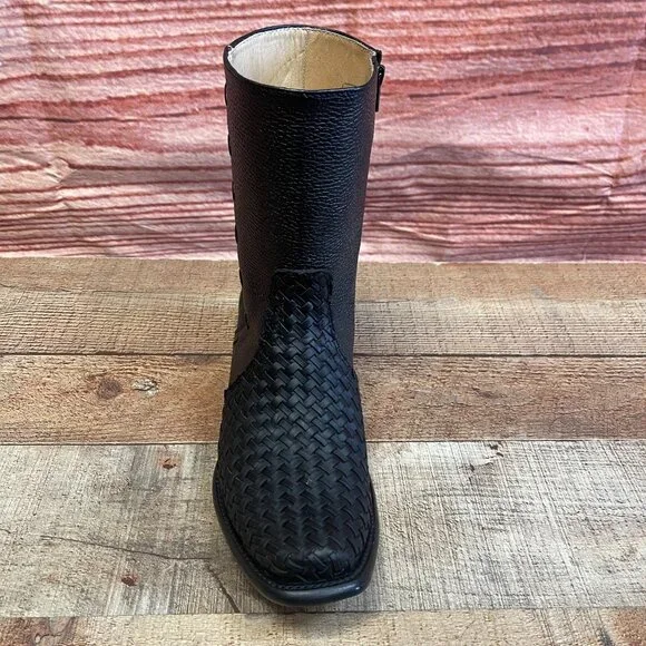 Men's Western Rodeo Cowboy Handwoven Petatillo Genuine Leather Mexican Boots - Picture 6 of 8